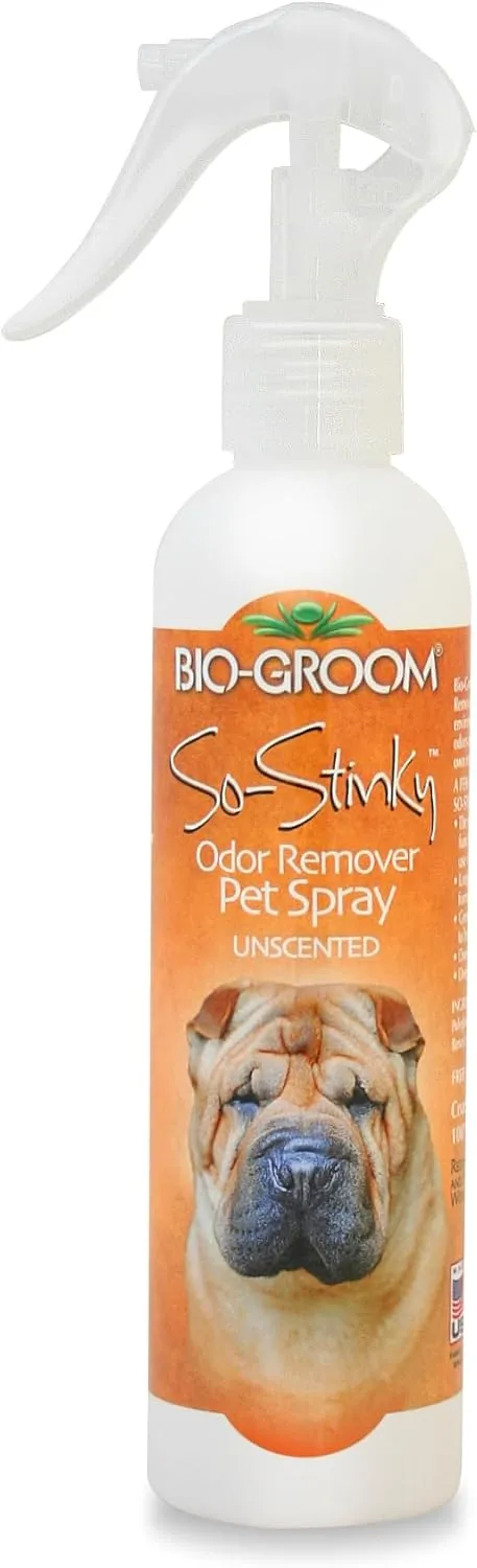 Bio-groom So-Stinky Unscented Odor Remover Pet Spray - Dog Bathing Supplies, Cat & Dog Grooming Supplies, Cruelty-Free, Made in USA - 8 Fl Oz 1-Pack