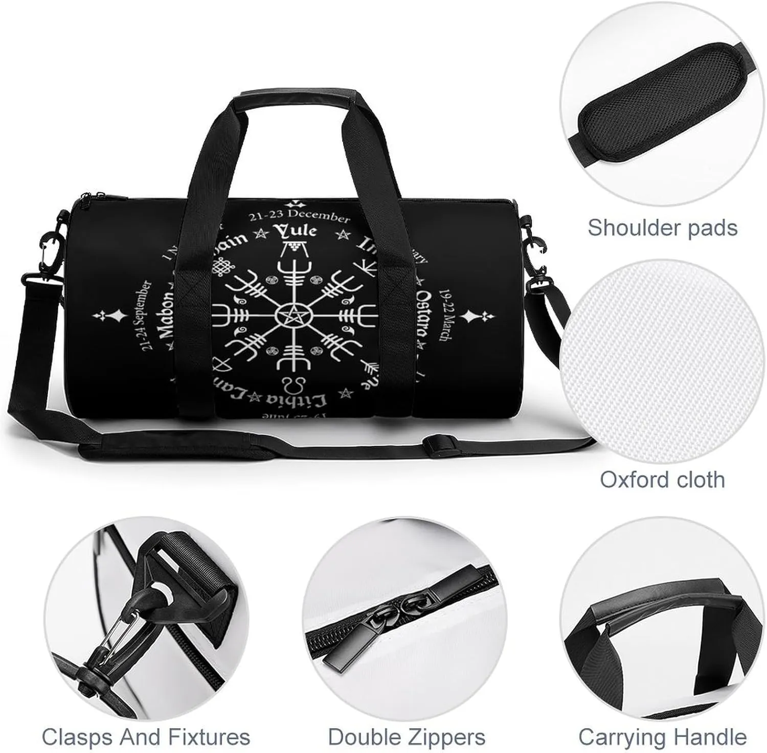 Black And White American Flag Fitness Bag Waterproof And Stain Resistant Suitable for Unisex