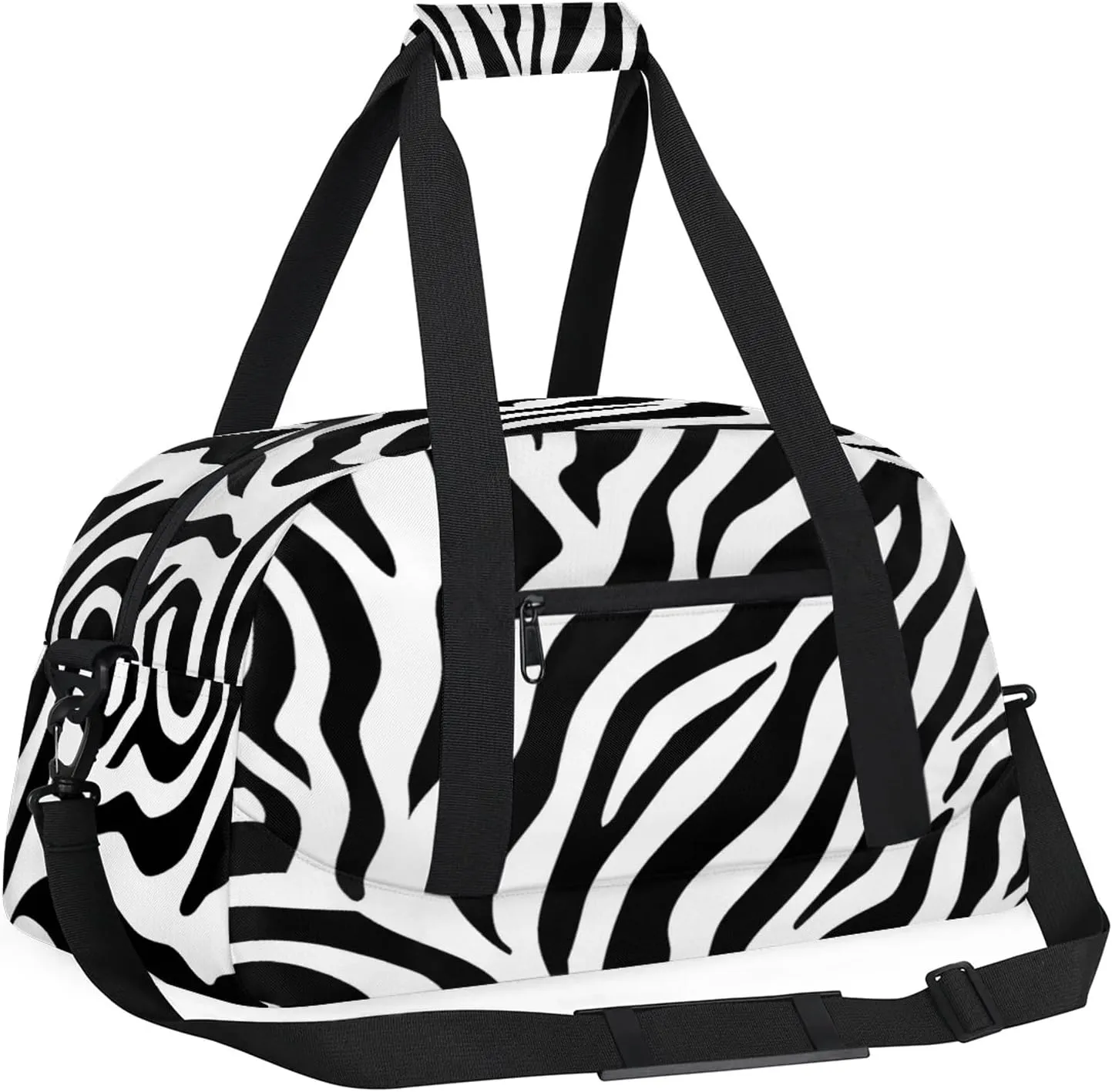 Black And White Zebra Small Gym Bag 18 inch Carry On Duffel Bag for Weekender Travel Sports Workout Yoga Gymnastics Dance Ballet