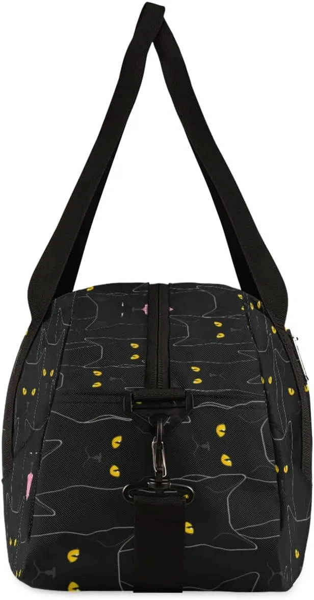 Black Cat Animal Pattern Kids Duffel Bag for Girls Boys Sport Gym Bag Small Overnight Weekender Tote Bag Carry on Teen Dance Bag for Traveling Gymnastic Ballet