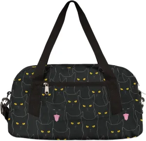 Black Cat Animal Pattern Kids Duffel Bag for Girls Boys Sport Gym Bag Small Overnight Weekender Tote Bag Carry on Teen Dance Bag for Traveling Gymnastic Ballet