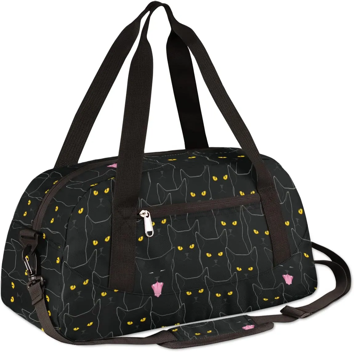 Black Cat Animal Pattern Kids Duffel Bag for Girls Boys Sport Gym Bag Small Overnight Weekender Tote Bag Carry on Teen Dance Bag for Traveling Gymnastic Ballet