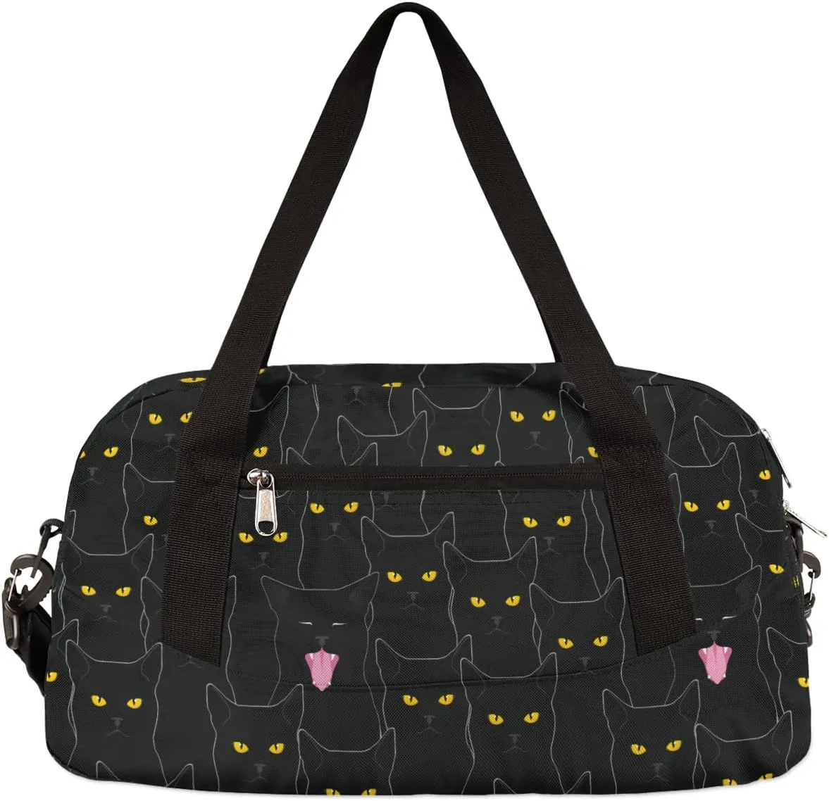 Black Cat Animal Pattern Kids Duffel Bag for Girls Boys Sport Gym Bag Small Overnight Weekender Tote Bag Carry on Teen Dance Bag for Traveling Gymnastic Ballet