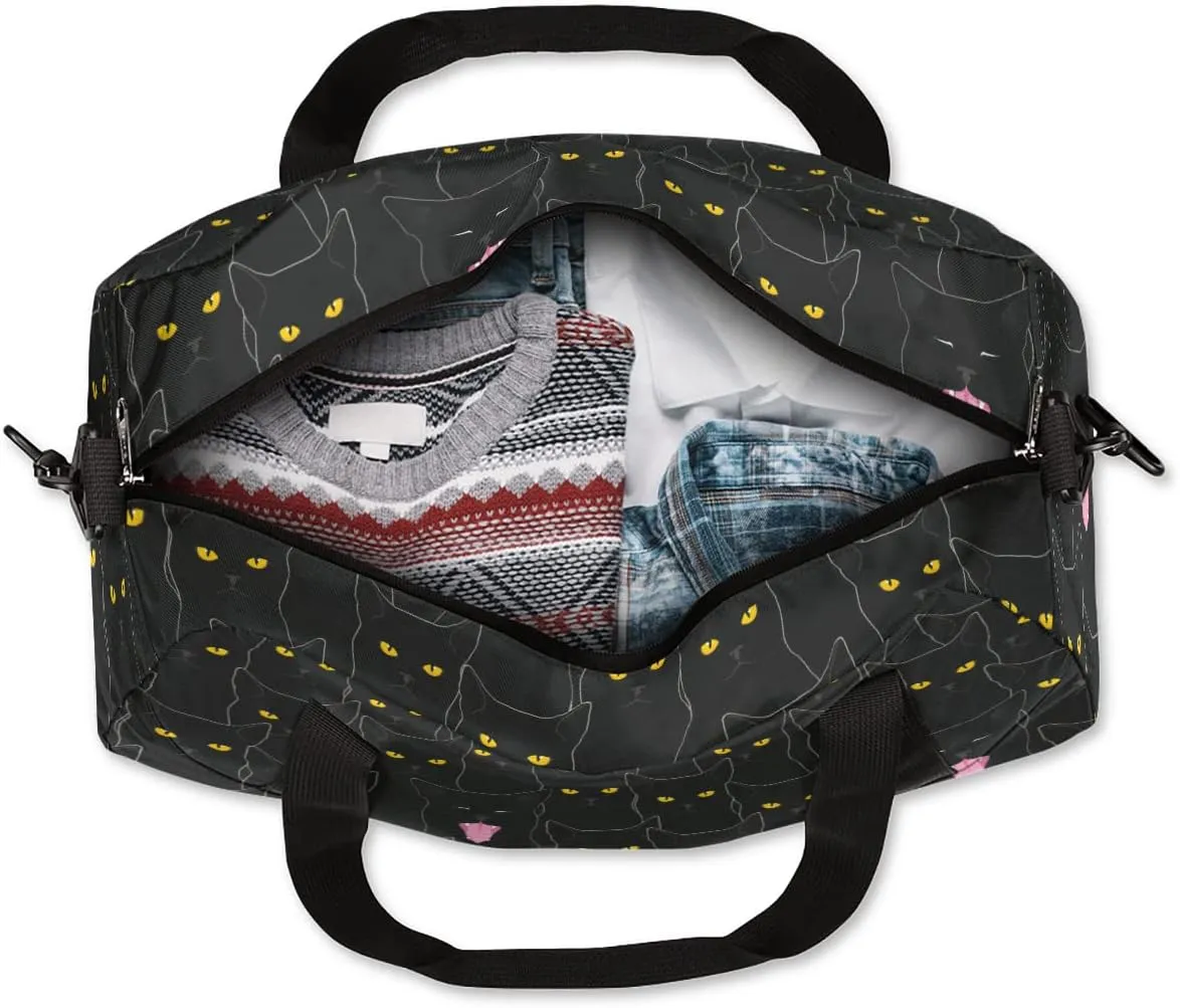 Black Cat Animal Pattern Kids Duffel Bag for Girls Boys Sport Gym Bag Small Overnight Weekender Tote Bag Carry on Teen Dance Bag for Traveling Gymnastic Ballet