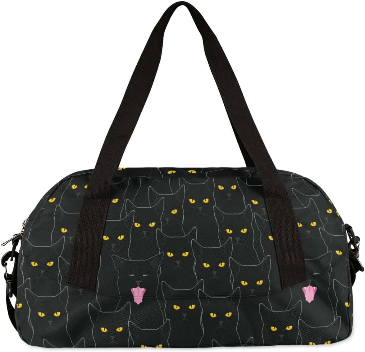 Black Cat Animal Pattern Kids Duffel Bag for Girls Boys Sport Gym Bag Small Overnight Weekender Tote Bag Carry on Teen Dance Bag for Traveling Gymnastic Ballet