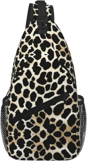 Black Leopard Print Men Casual Diagonal Chest Bag Cross Package Diagonally Women Travel Satchel Single Shoulder Bag
