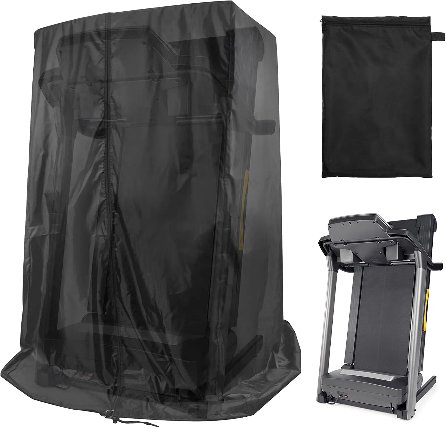 Black Treadmill Cover 46" L x 38" W x 66" H, Luxiv Dustproof Waterproof Cover for Treadmill Fold-able for Indoor Outdoor Sunscreen with Storage Bag