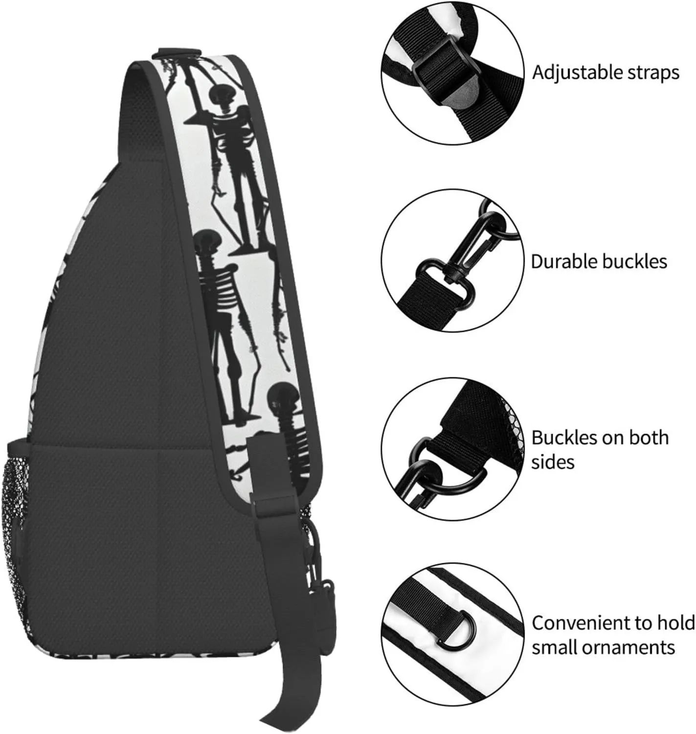Black White Marble Texture Crossbody Bag Chest Shoulder Bag Small Casual Backpack Suitable For Women Men Hiking