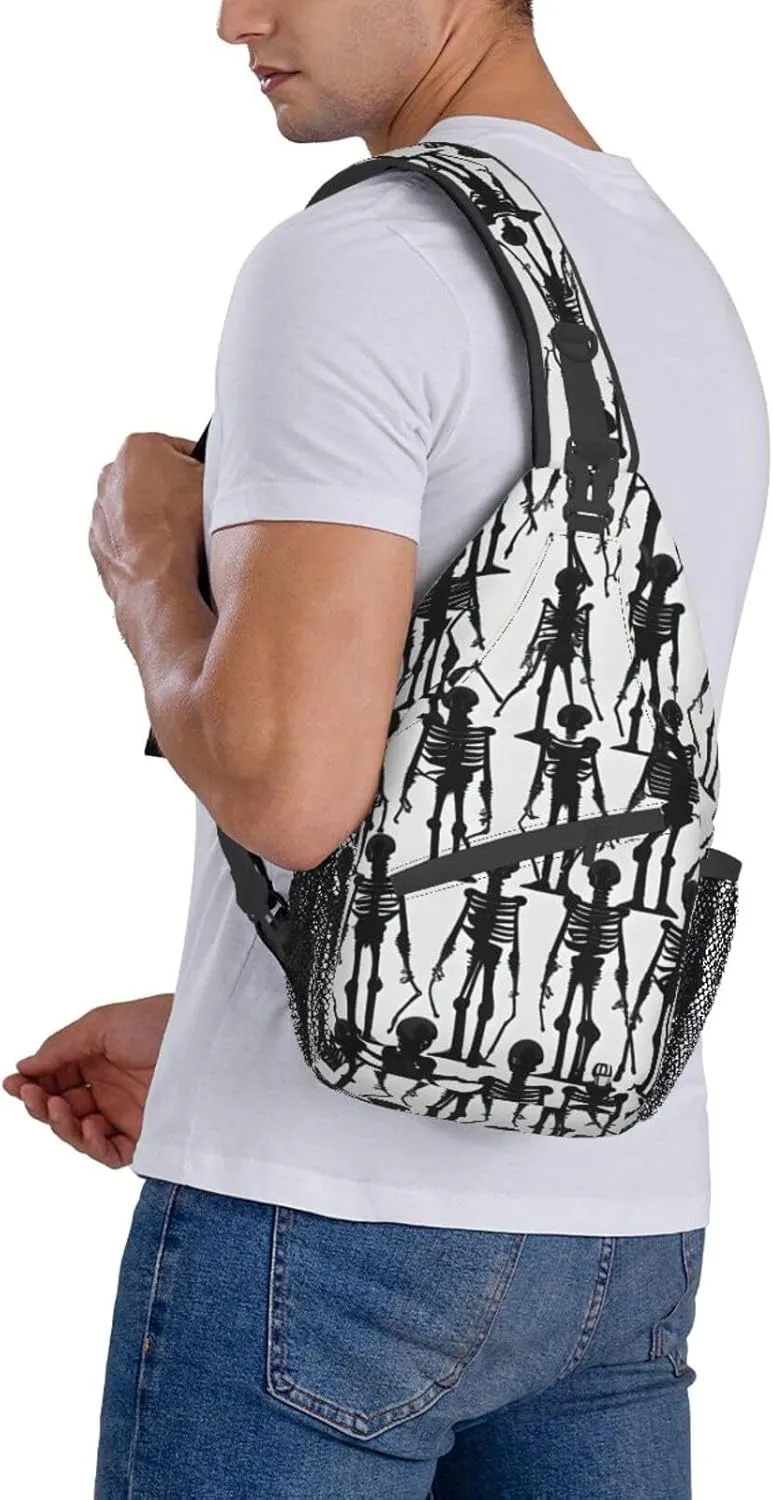 Black White Marble Texture Crossbody Bag Chest Shoulder Bag Small Casual Backpack Suitable For Women Men Hiking