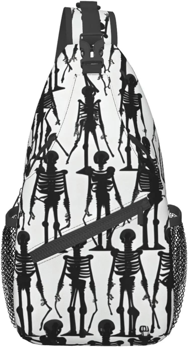 Black White Marble Texture Crossbody Bag Chest Shoulder Bag Small Casual Backpack Suitable For Women Men Hiking