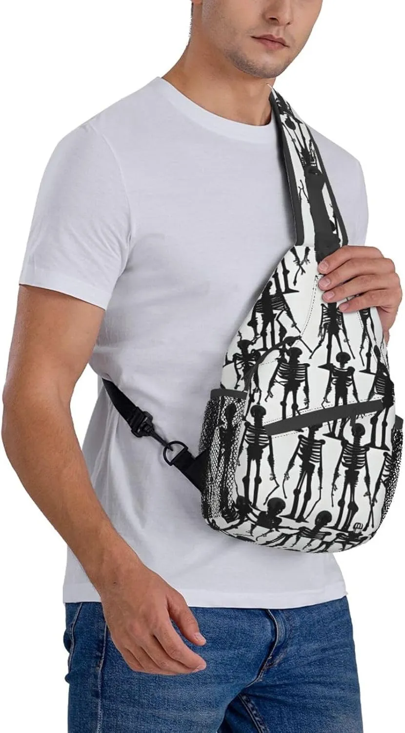 Black White Marble Texture Crossbody Bag Chest Shoulder Bag Small Casual Backpack Suitable For Women Men Hiking