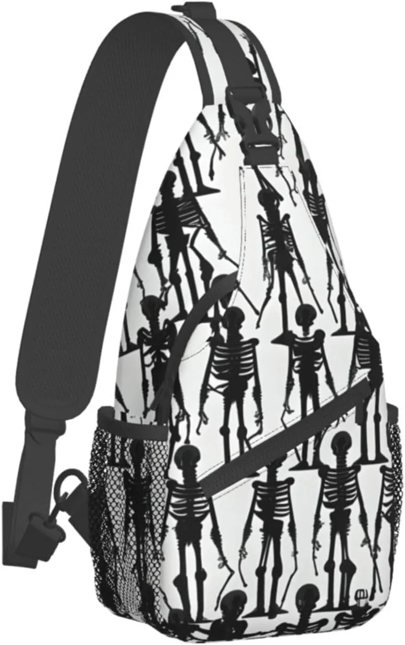 Black White Marble Texture Crossbody Bag Chest Shoulder Bag Small Casual Backpack Suitable For Women Men Hiking