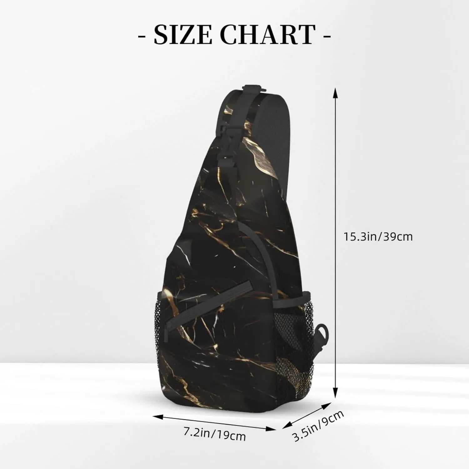 Black White Marble Texture Crossbody Bag Chest Shoulder Bag Small Casual Backpack Suitable For Women Men Hiking