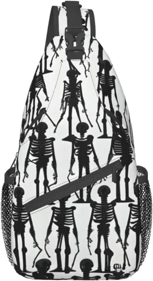 Black White Marble Texture Crossbody Bag Chest Shoulder Bag Small Casual Backpack Suitable For Women Men Hiking