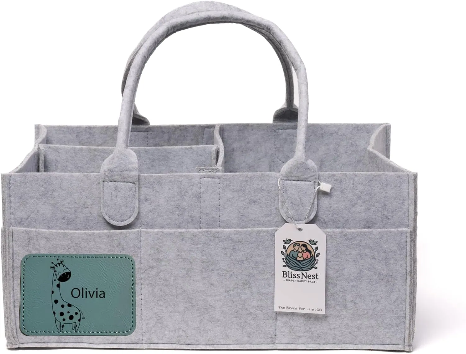 Bliss & Nest Diaper Caddy Bag, Baby Organizer, Nursery Storage, Diaper Bag, Car Organizer, Customizable Gift, Newborn Essentials, Baby Shower Present (Gray Customize, Large)