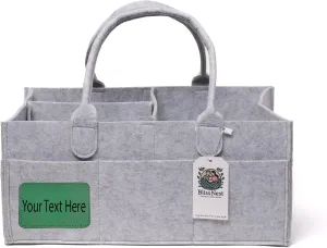 Bliss & Nest Diaper Caddy Bag, Baby Organizer, Nursery Storage, Diaper Bag, Car Organizer, Customizable Gift, Newborn Essentials, Baby Shower Present (Gray Customize, Large)