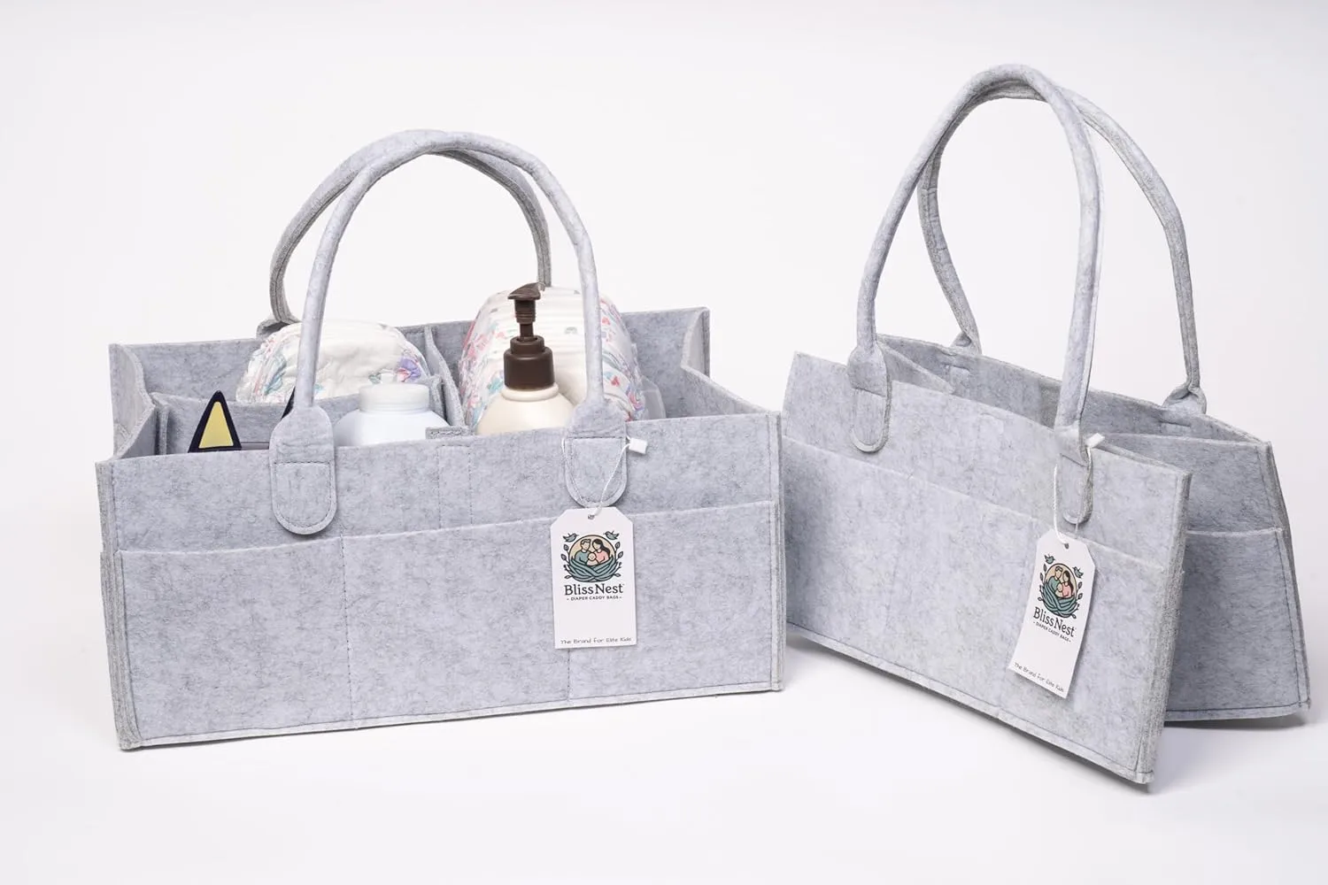 Bliss & Nest Diaper Caddy Bag, Baby Organizer, Nursery Storage, Diaper Bag, Car Organizer, Customizable Gift, Newborn Essentials, Baby Shower Present (Gray Customize, Large)