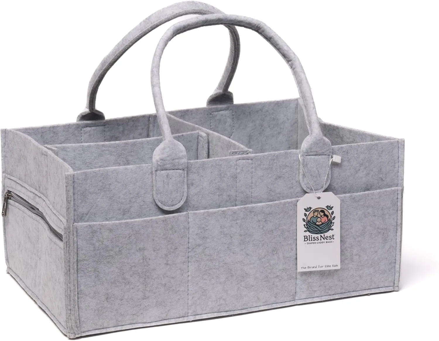 Bliss & Nest Diaper Caddy Bag, Baby Organizer, Nursery Storage, Diaper Bag, Car Organizer, Customizable Gift, Newborn Essentials, Baby Shower Present (Gray Customize, Large)
