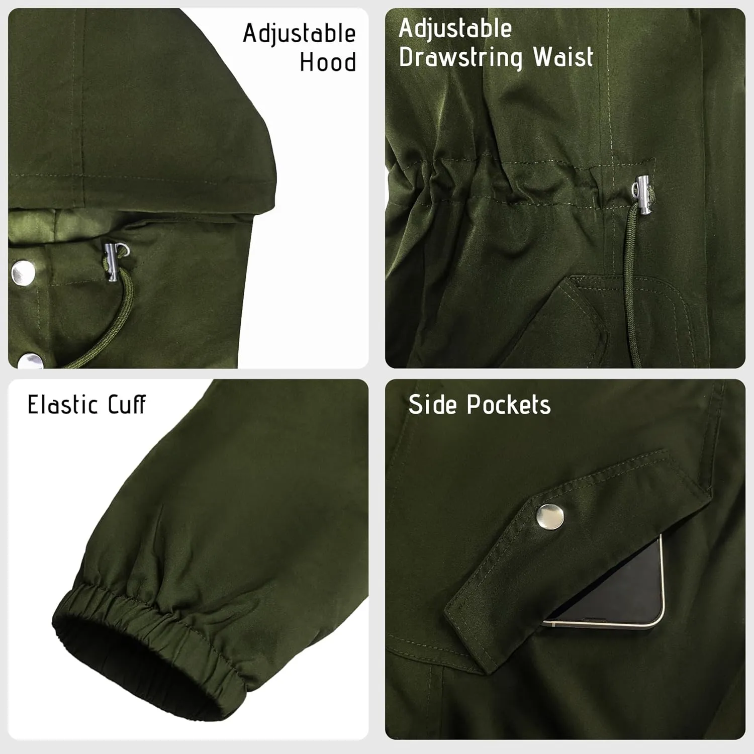 Bloggerlove Women's Rain Jacket Plus Size Lightweight Raincoat with Hood Waterproof Outdoor Windbreaker