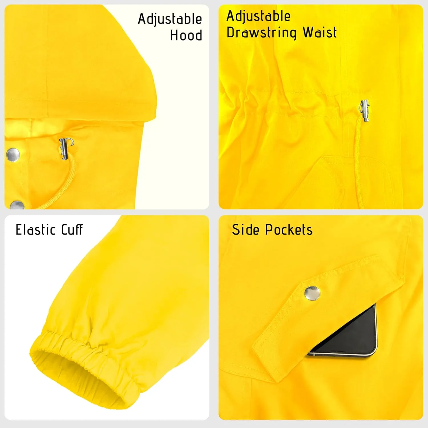 Bloggerlove Women's Rain Jacket Plus Size Lightweight Raincoat with Hood Waterproof Outdoor Windbreaker