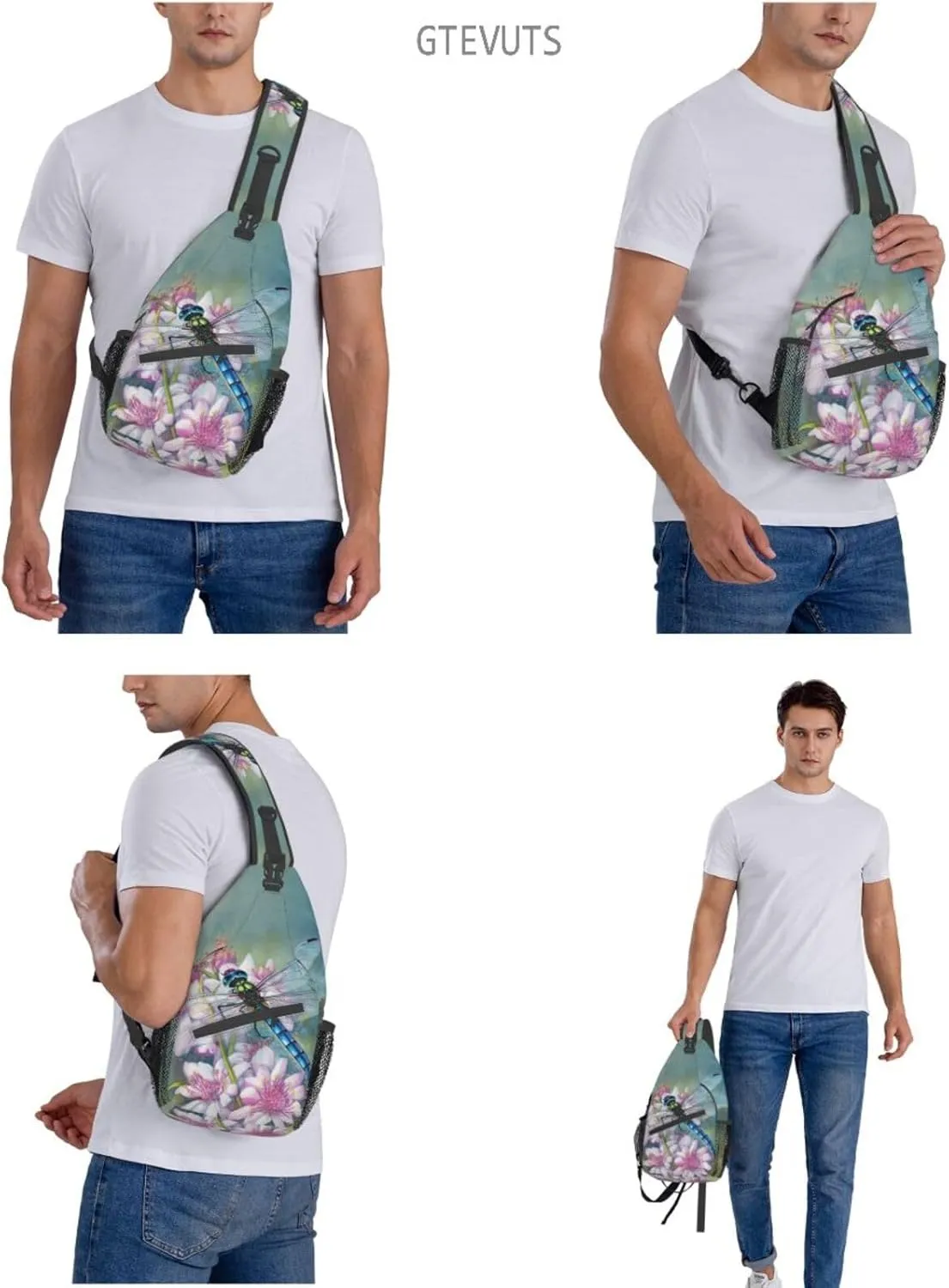 Blue Art Butterfly Crossbody Bag for Women Men- Vintage Sling Bag Fashion Backpack Daypack Travel Shoulder Bags
