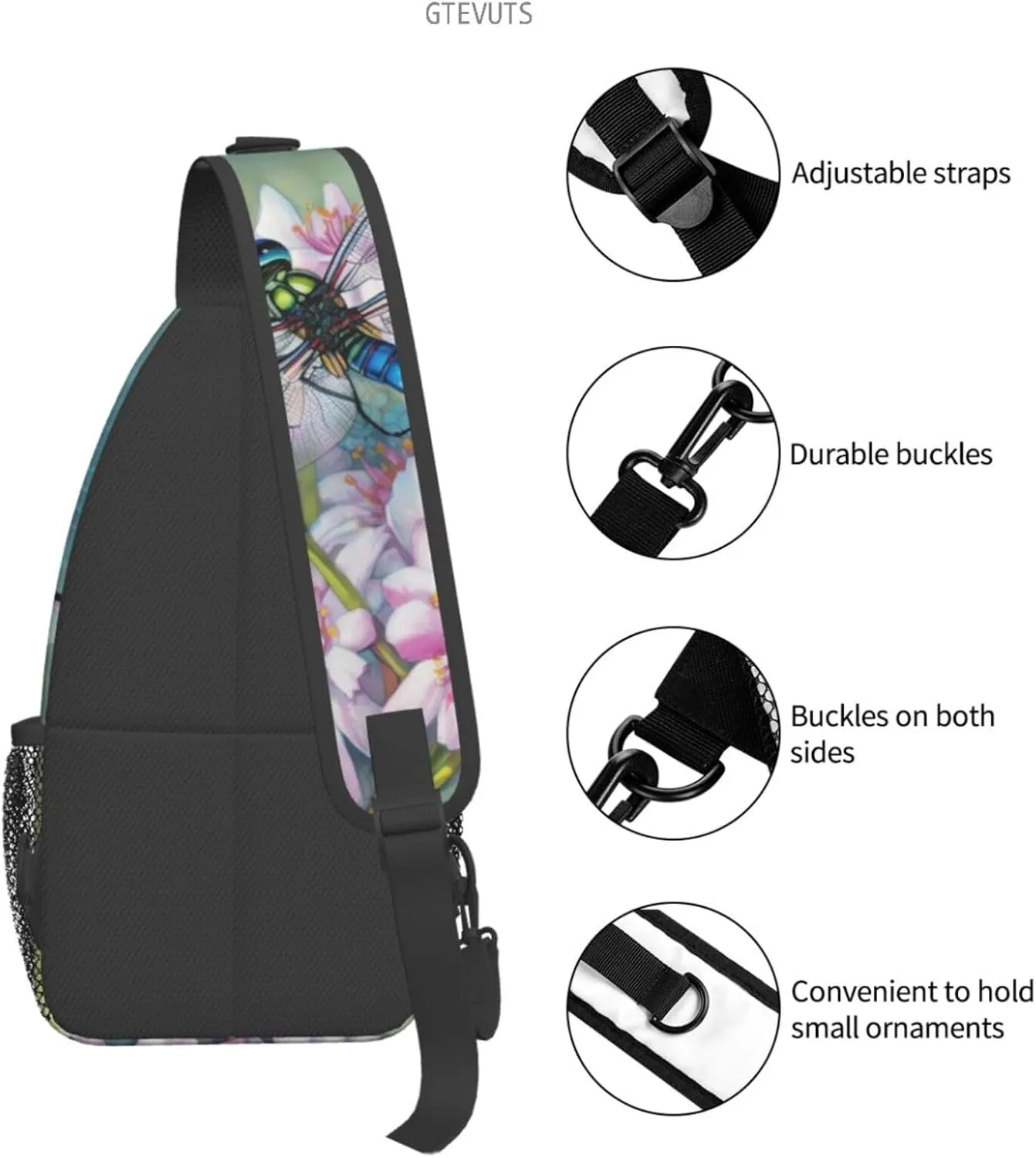 Blue Art Butterfly Crossbody Bag for Women Men- Vintage Sling Bag Fashion Backpack Daypack Travel Shoulder Bags