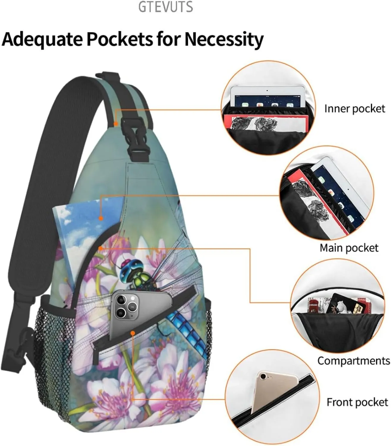 Blue Art Butterfly Crossbody Bag for Women Men- Vintage Sling Bag Fashion Backpack Daypack Travel Shoulder Bags