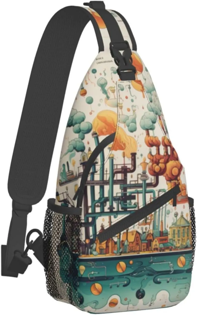 Blue Christmas Snowman Crossbody Bag Chest Shoulder Bag Small Casual Backpack Suitable For Women Men Hiking