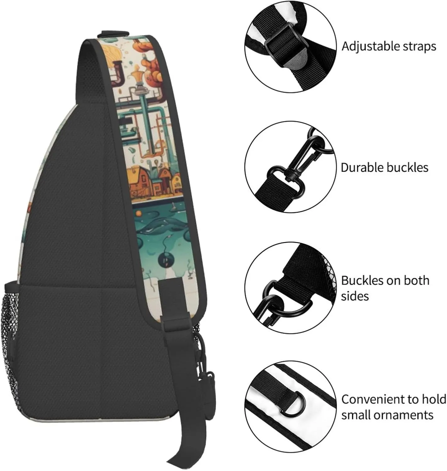 Blue Christmas Snowman Crossbody Bag Chest Shoulder Bag Small Casual Backpack Suitable For Women Men Hiking