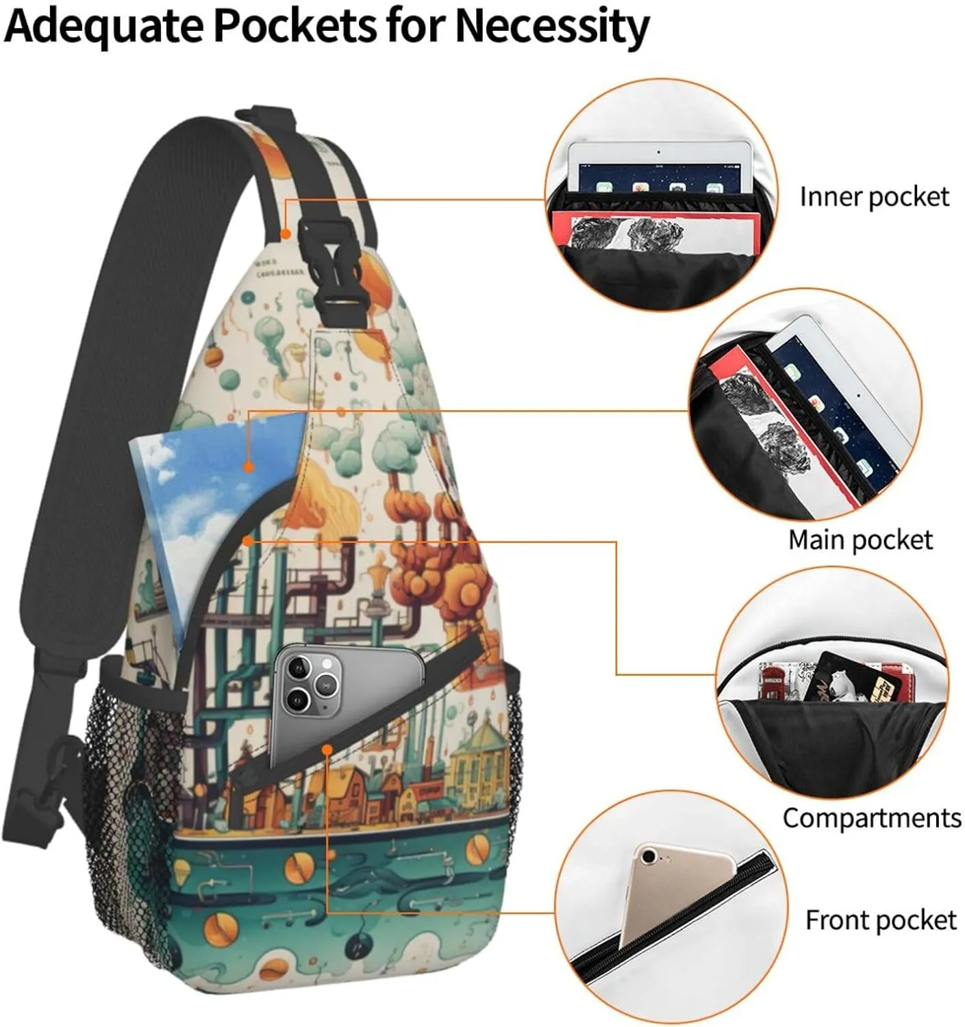 Blue Christmas Snowman Crossbody Bag Chest Shoulder Bag Small Casual Backpack Suitable For Women Men Hiking
