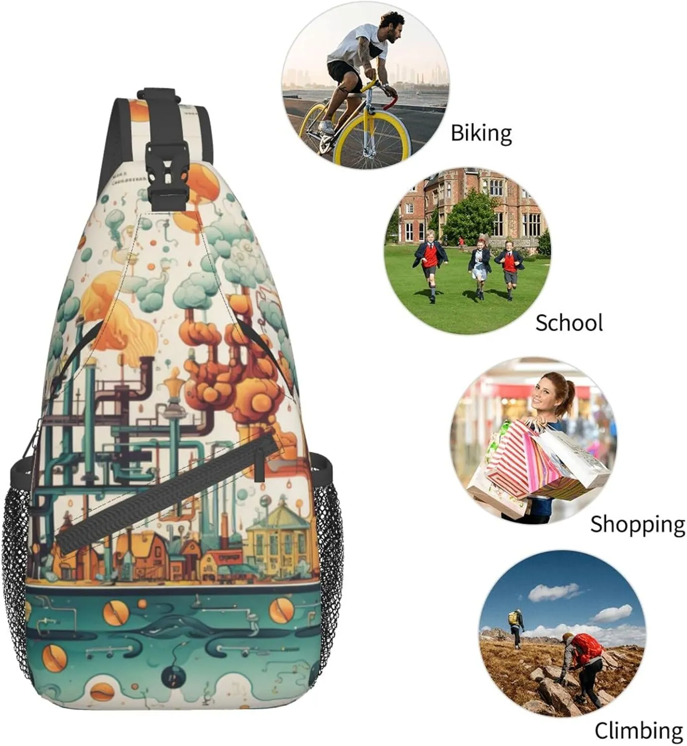 Blue Christmas Snowman Crossbody Bag Chest Shoulder Bag Small Casual Backpack Suitable For Women Men Hiking