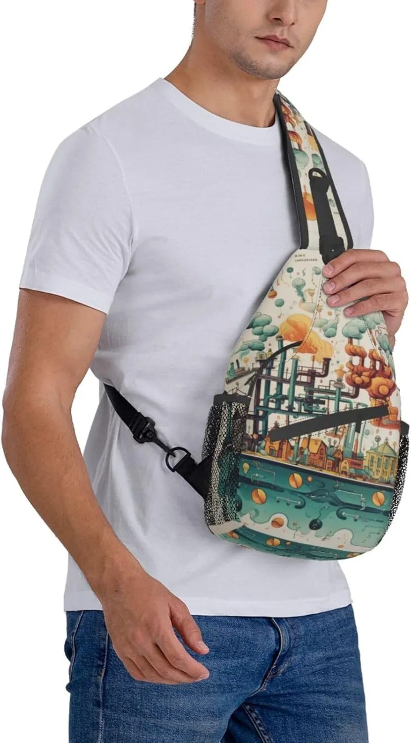 Blue Christmas Snowman Crossbody Bag Chest Shoulder Bag Small Casual Backpack Suitable For Women Men Hiking