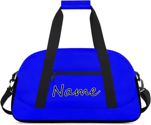 Blue Custom Gym Bag for Women Men, Personalized Duffel Bag with Name, Small Sports Gym Bag Travel Duffle Bag Weekender Carry On Overnight Bags