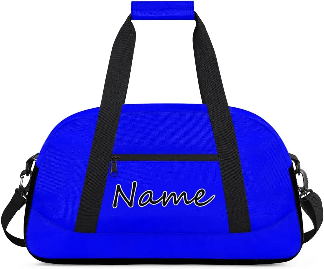 Blue Custom Gym Bag for Women Men, Personalized Duffel Bag with Name, Small Sports Gym Bag Travel Duffle Bag Weekender Carry On Overnight Bags