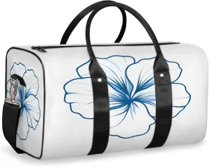 Blue Duffle Bag for Travel, Overnight Weekend Gym Carry On Luggage Bag, Floral Travel Duffel Bag for Men Women