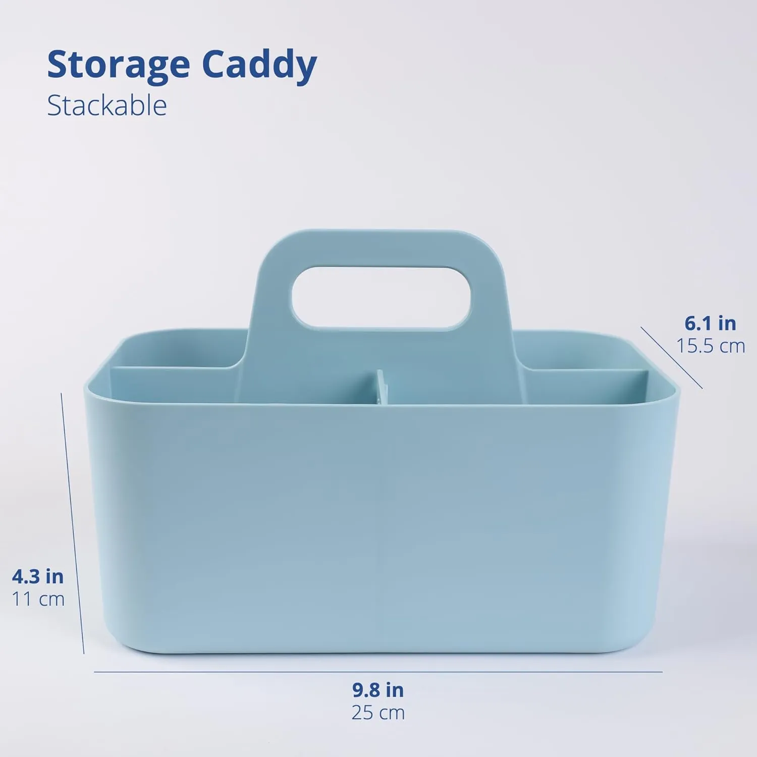 BLUE GINKGO Stackable Organizer Caddy – Korean-Made Portable Tote for Bathroom, Office, Crafts, or School Supplies (Rectangle, Blue)