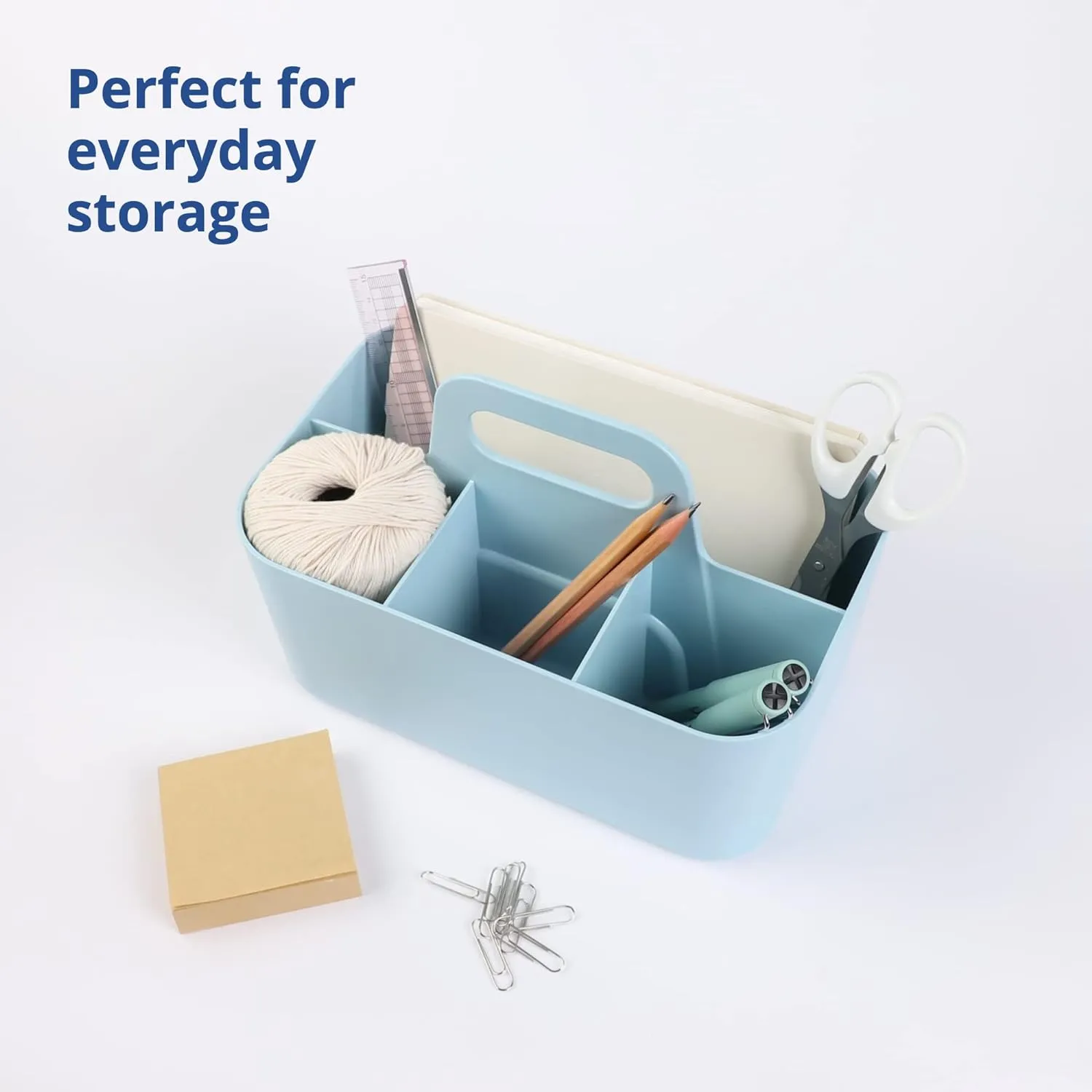 BLUE GINKGO Stackable Organizer Caddy – Korean-Made Portable Tote for Bathroom, Office, Crafts, or School Supplies (Rectangle, Blue)