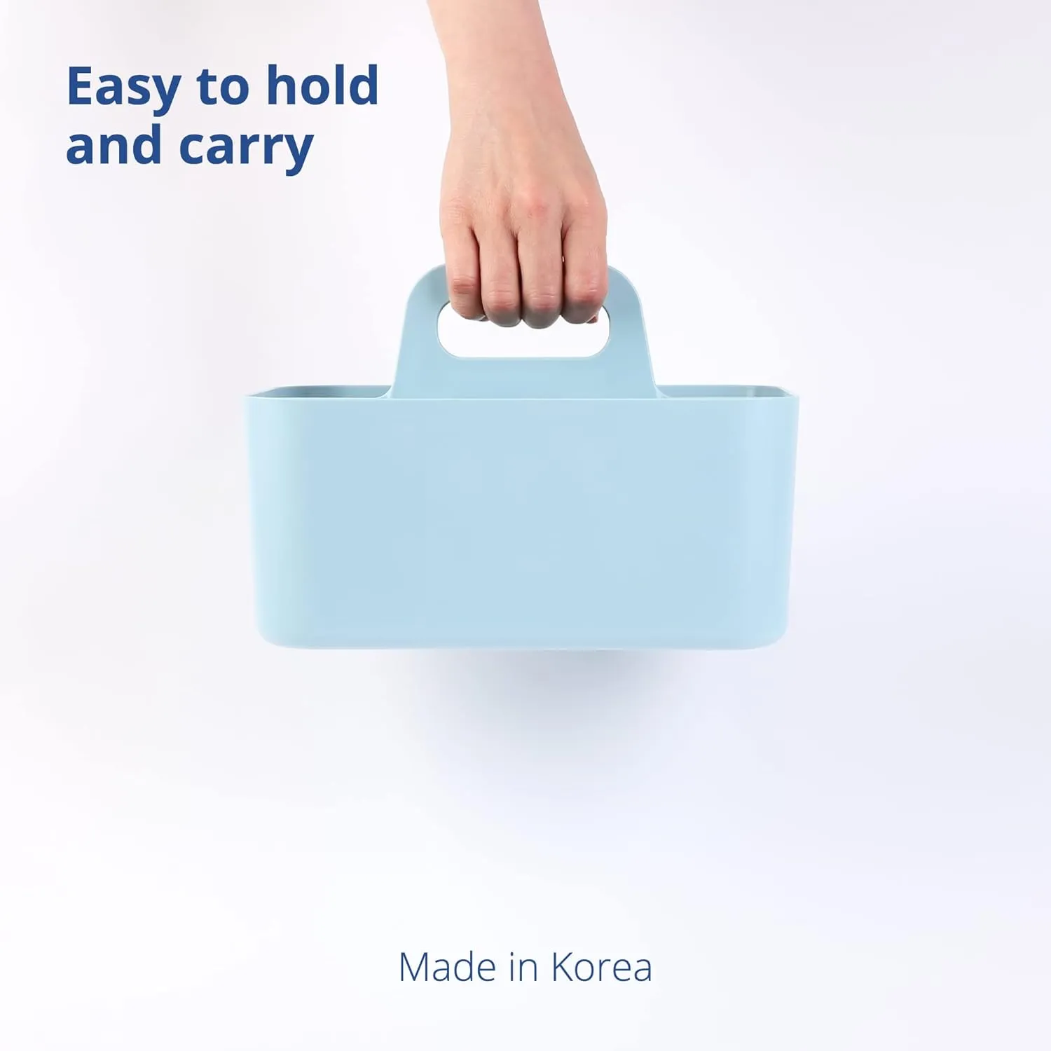 BLUE GINKGO Stackable Organizer Caddy – Korean-Made Portable Tote for Bathroom, Office, Crafts, or School Supplies (Rectangle, Blue)