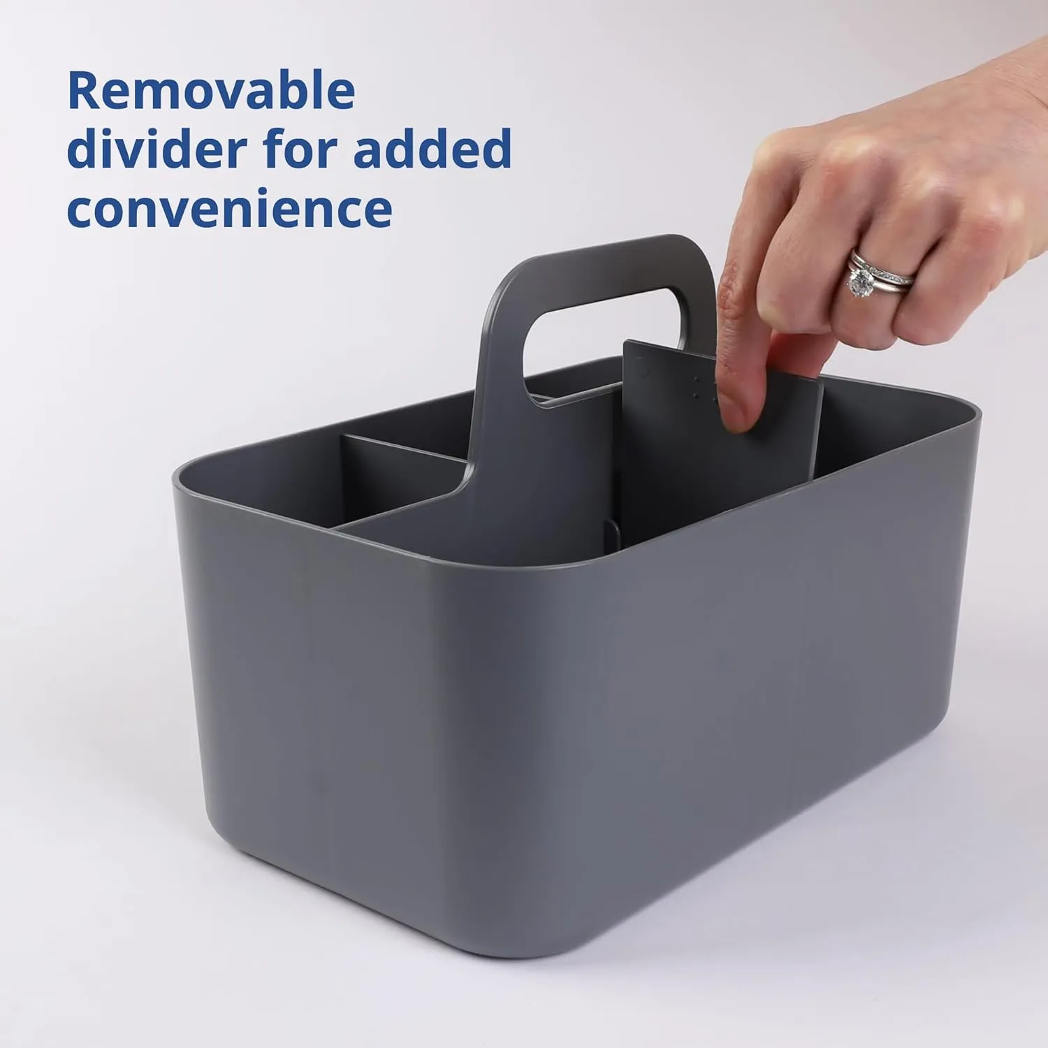 BLUE GINKGO Stackable Organizer Caddy – Korean-Made Portable Tote for Bathroom, Office, Crafts, or School Supplies (Rectangle, Gray)