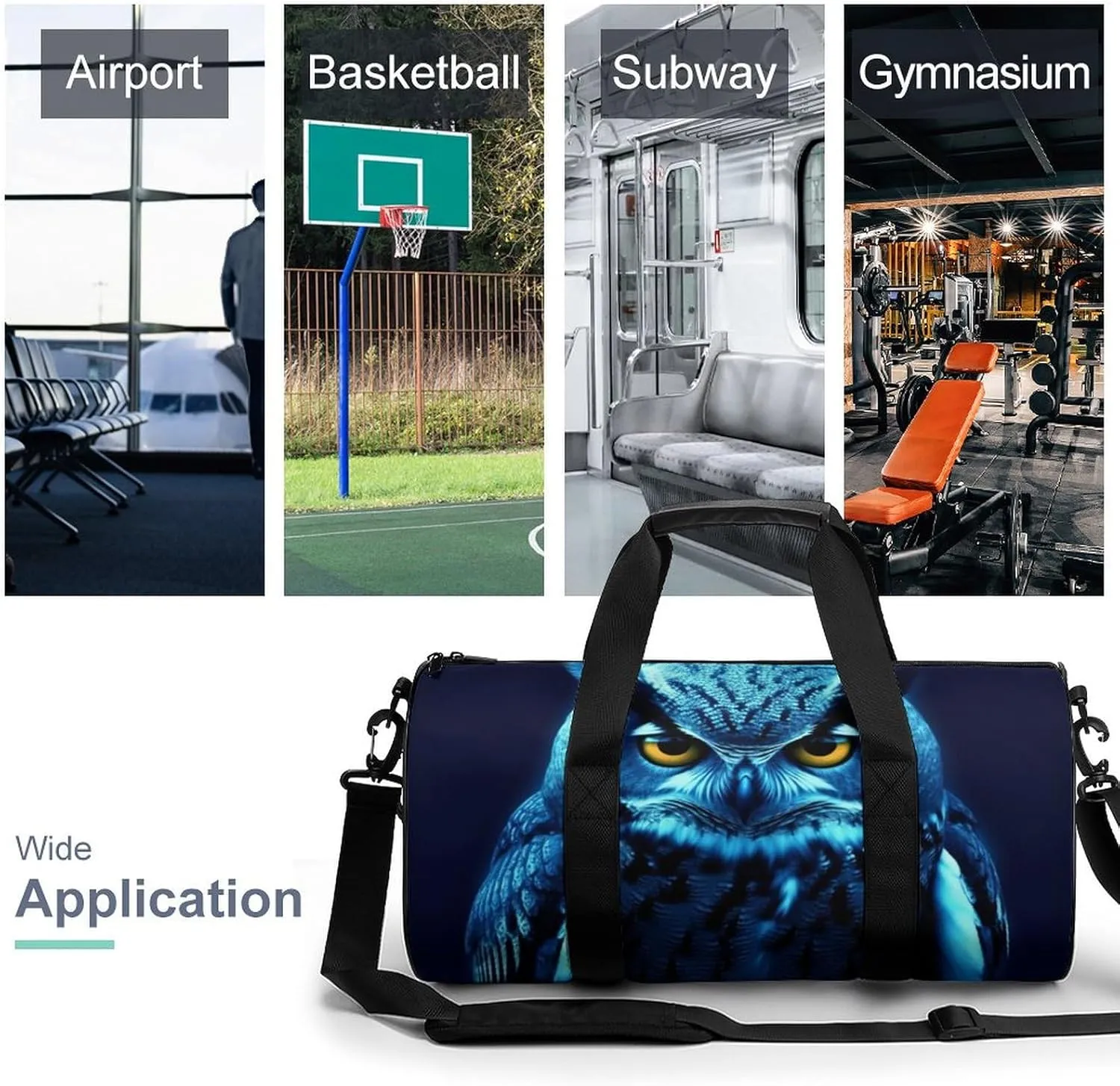 Blue Owl Gym Bag Small Travel Duffle Bag with Compartment Carry On Weekender Bag for Women Men