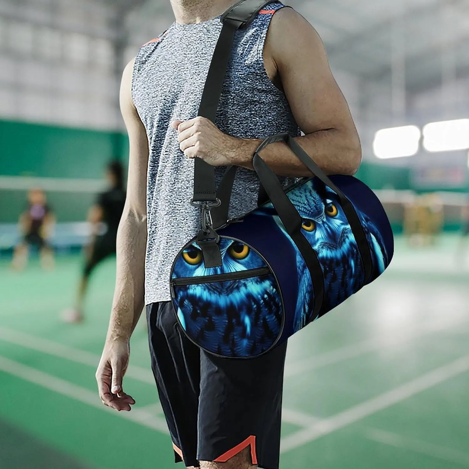 Blue Owl Gym Bag Small Travel Duffle Bag with Compartment Carry On Weekender Bag for Women Men