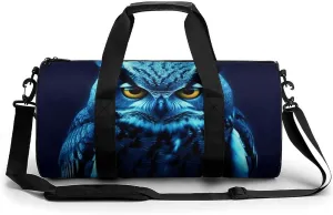 Blue Owl Gym Bag Small Travel Duffle Bag with Compartment Carry On Weekender Bag for Women Men