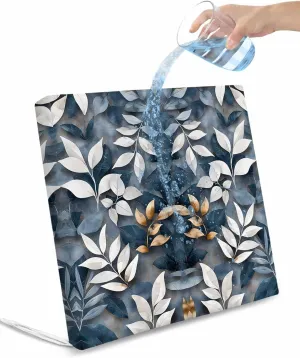 Blue White Leaves Outdoor Cushion Chair Cover Set of 4 - Waterproof Couch Seat Covers, Vintage Ethnic Boho Botanical Branch Patio Furniture Protector Cushions Slipcovers for Sofa/RV, 22"x20"x4"