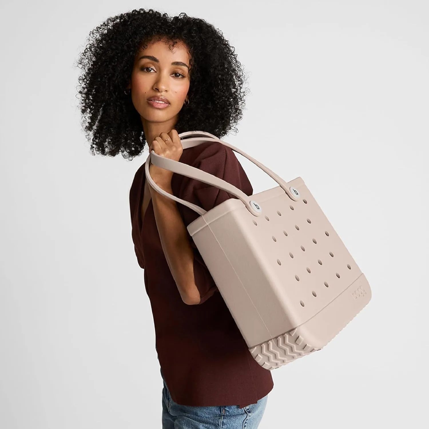 BOGG BAG - Medium Tote Bag - Burgundy Baller, White Buttons