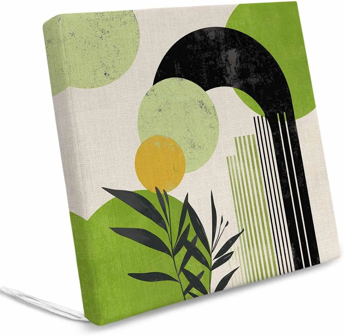 Boho Middle Century Outdoor Cushion Chair Cover Set of 4 - Waterproof Couch Seat Covers, Abstract Green Geometric Leaves Patio Furniture Protector Cushions Slipcovers for Sofa/RV, 22"x20"x4"