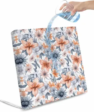 Botanical Flowers Outdoor Cushion Chair Cover Set of 2 - Waterproof Couch Seat Covers, Watercolor Gray Pink Floral Leaves Patio Furniture Protector Cushions Slipcovers for Sofa/RV, 20"x18"x4"