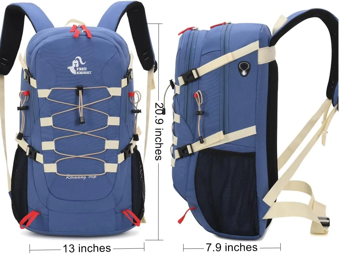 Bseash 40L Waterproof Hiking Backpack with Rain Cover, Outdoor Sport Travel Bag Daypack for Camping Climbing Skiing Cycling (Blue)