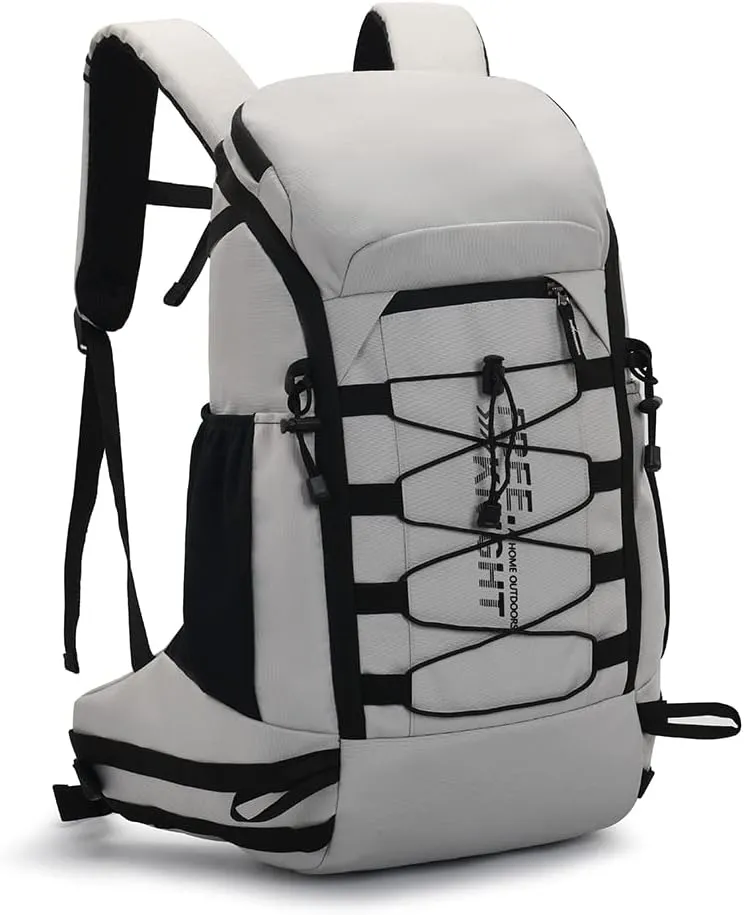 Bseash 40L Waterproof Hiking Camping Backpack with Rain Cover, Outdoor Sport Travel Daypack Rucksack for Skiing Cycling (Gray)
