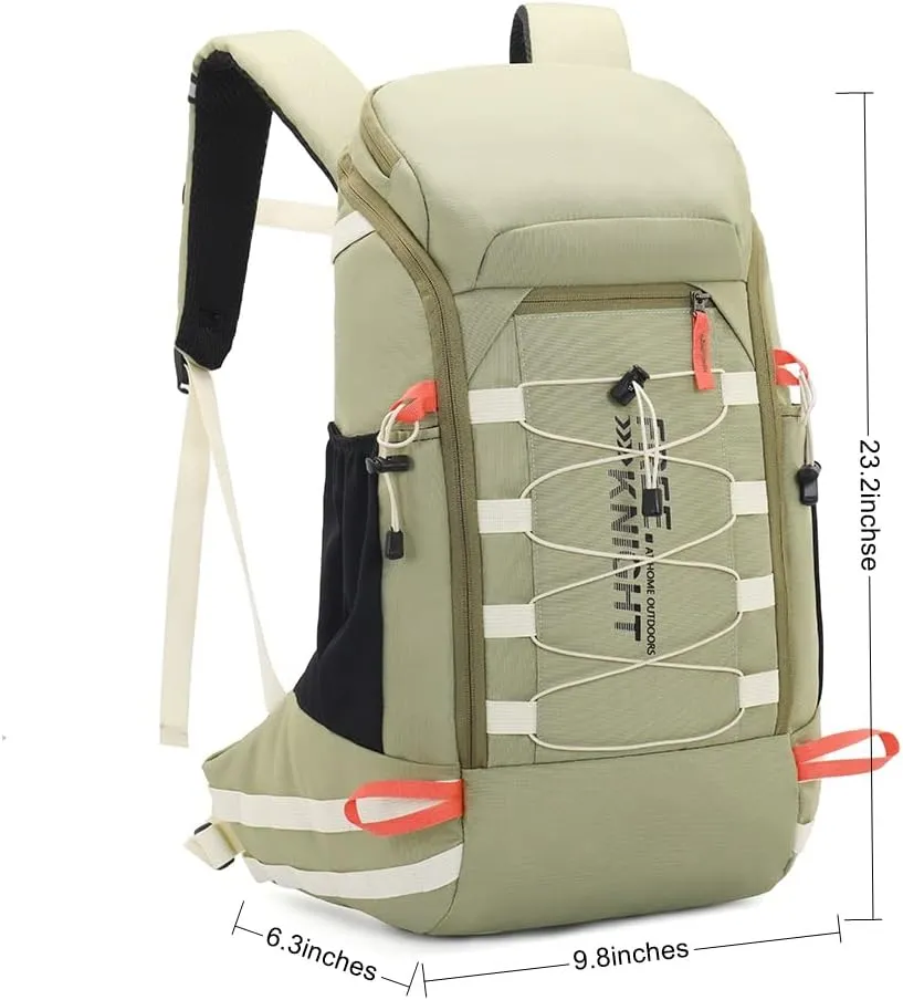Bseash 40L Waterproof Hiking Camping Backpack with Rain Cover, Outdoor Sport Travel Daypack Rucksack for Skiing Cycling (Pea Green)