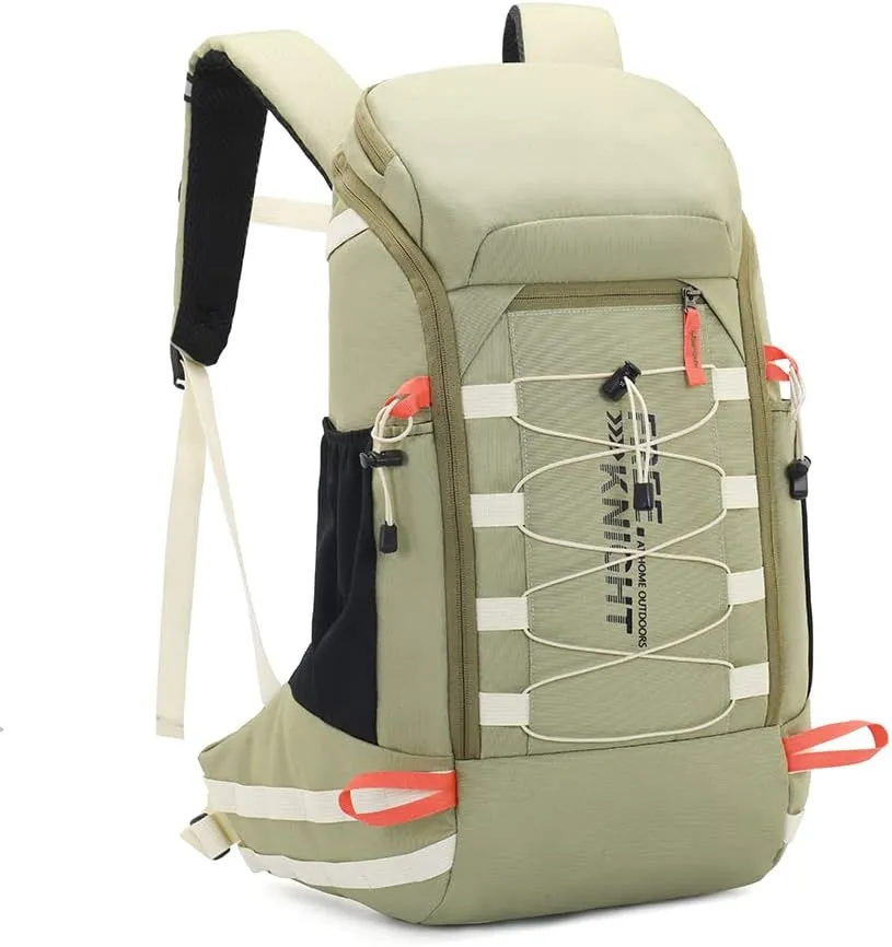 Bseash 40L Waterproof Hiking Camping Backpack with Rain Cover, Outdoor Sport Travel Daypack Rucksack for Skiing Cycling (Pea Green)